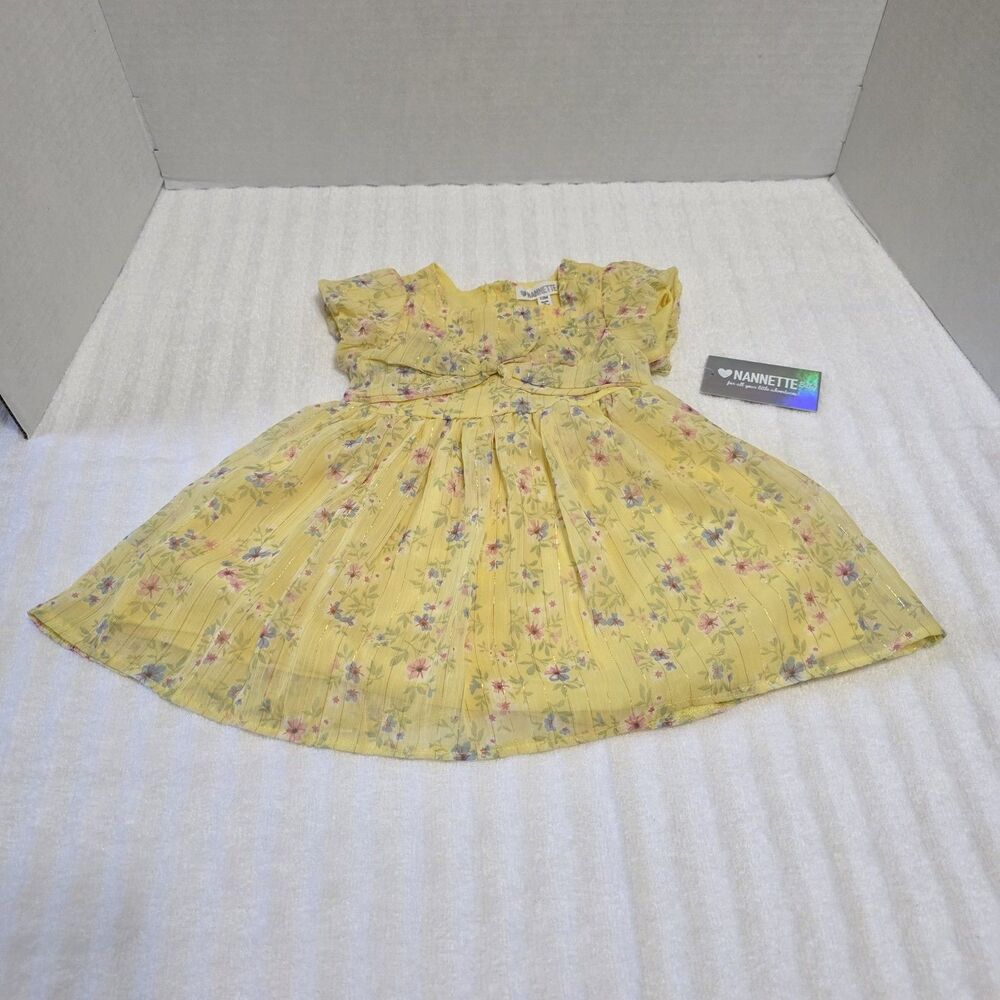 NWT Nanette Baby Size 12mo Yellow Floral Dress